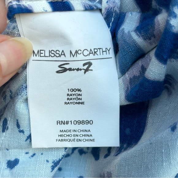Melissa Mccarthy Seven7 Plus 1X Blue Brushstroke Patterned Open Front Shrug New! - Picture 5 of 6